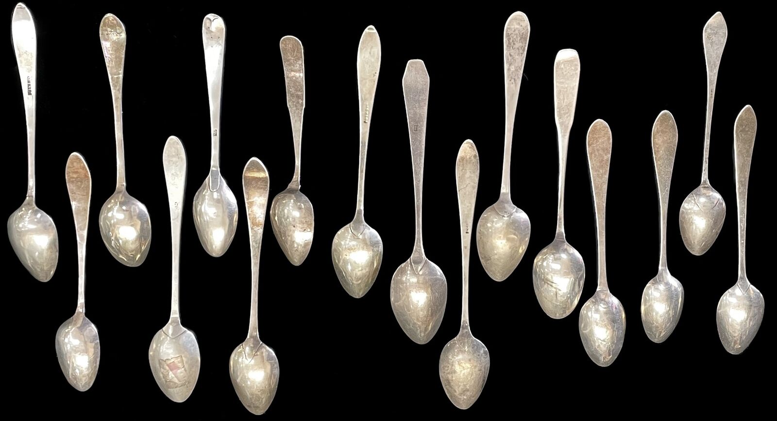  RARE COLONIAL AMERICA (1700's) COIN SILVER SILVERSMITHS (16) SPOON COLLECTION