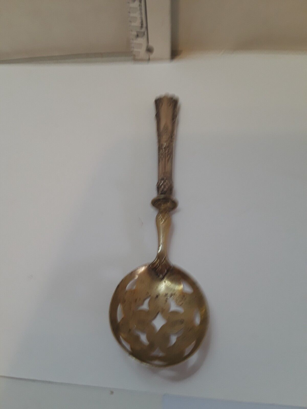 ANTIQUE SILVER/ Vermillion SPOON  1800'S ORNATE SILVER AND GOLD WASH