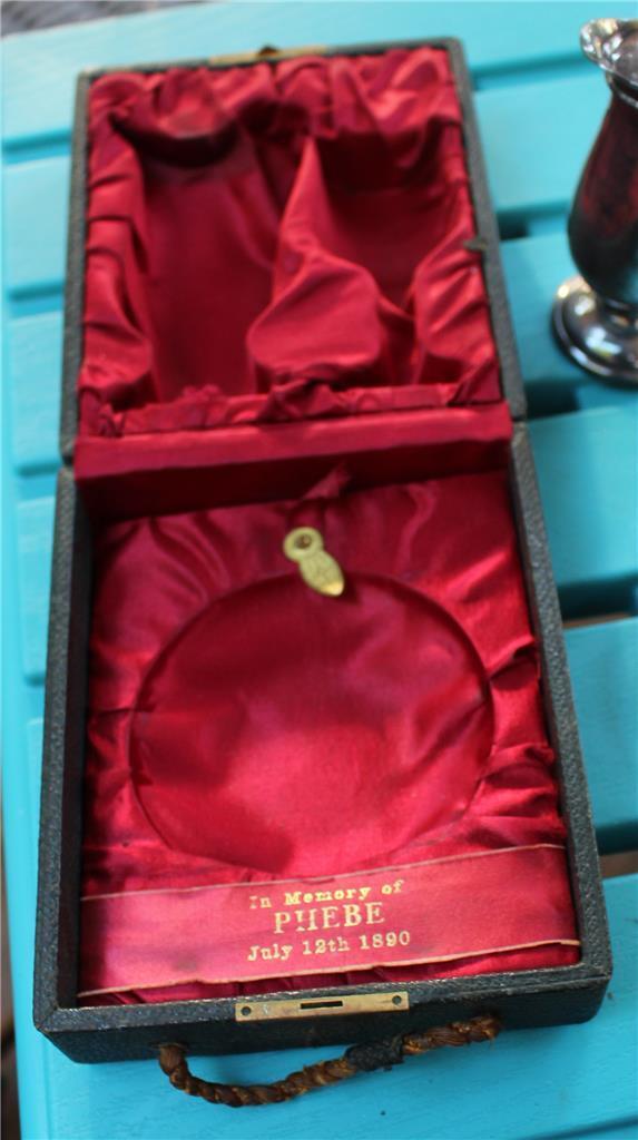 Early 1900s  First Holly Communion Silver Plate Set In Memory of Phebe