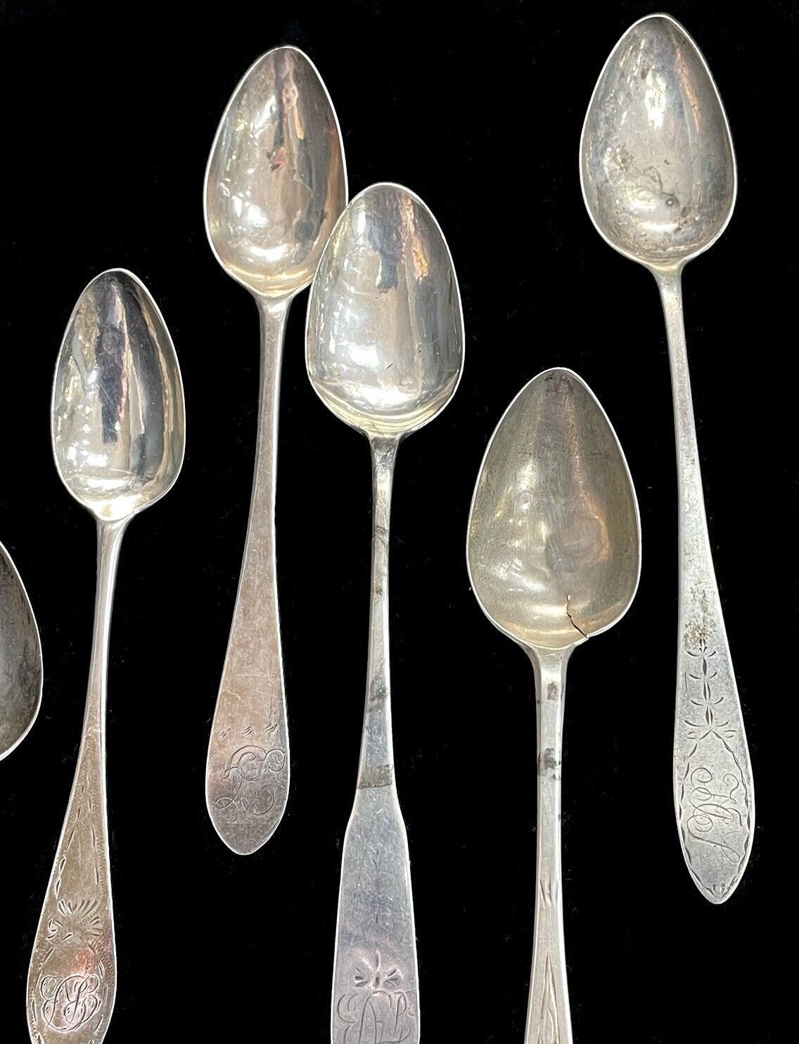  RARE COLONIAL AMERICA (1700's) COIN SILVER SILVERSMITHS (16) SPOON COLLECTION