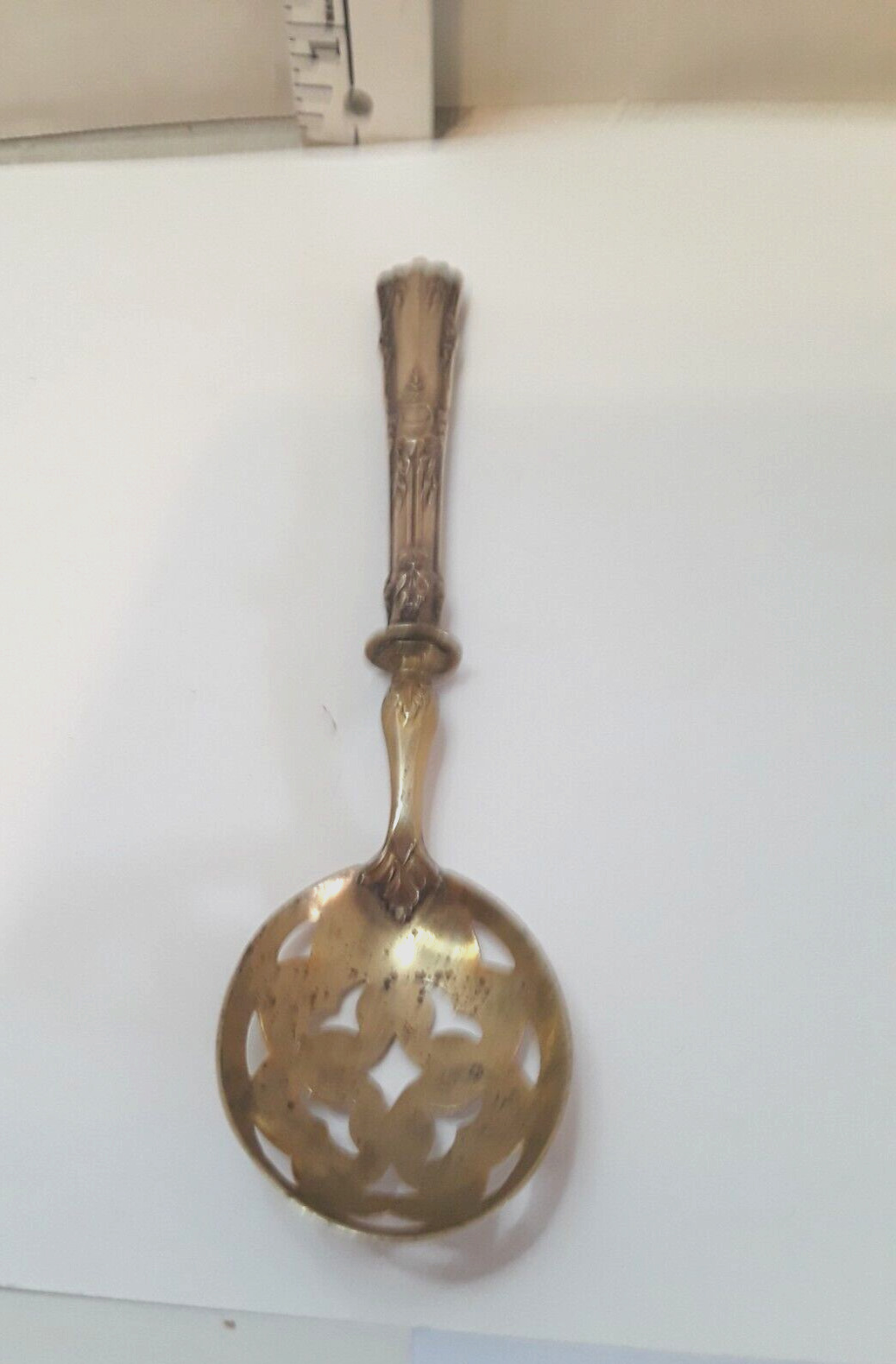 ANTIQUE SILVER/ Vermillion SPOON  1800'S ORNATE SILVER AND GOLD WASH