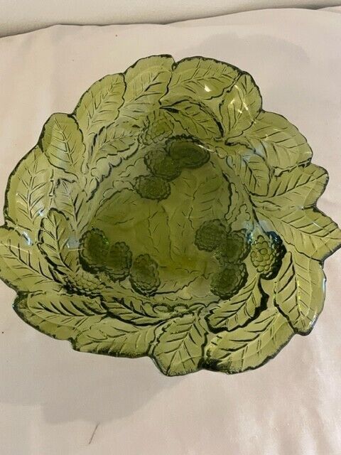 Vintage Indiana Glass Green Carnival Glass Serving Dish - Anchor Hocking