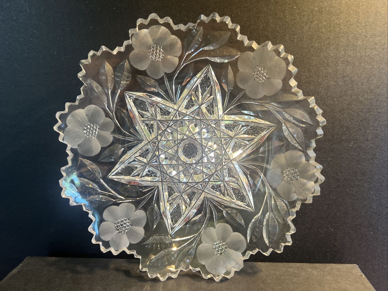 ABP American Glory Period Cut Glass Crystal Antique Candy and Fruit Plate