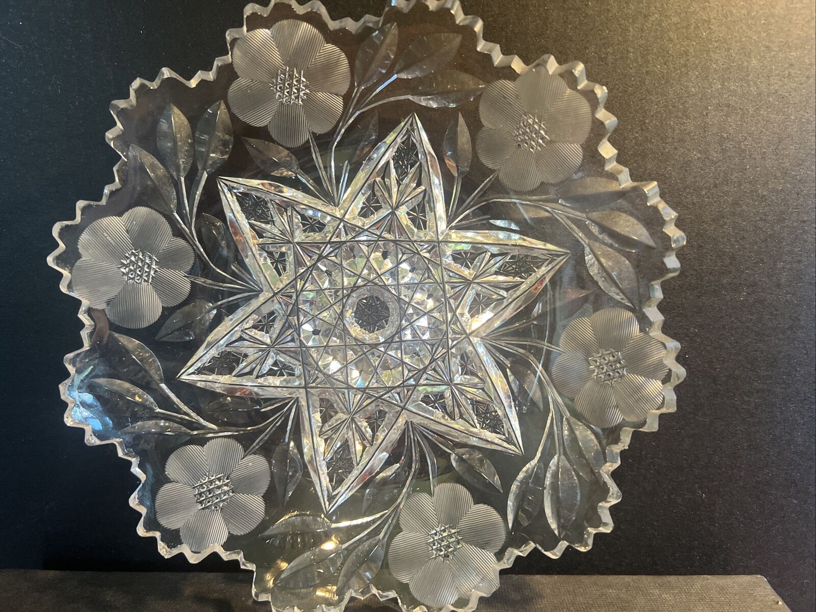 ABP American Glory Period Cut Glass Crystal Antique Candy and Fruit Plate