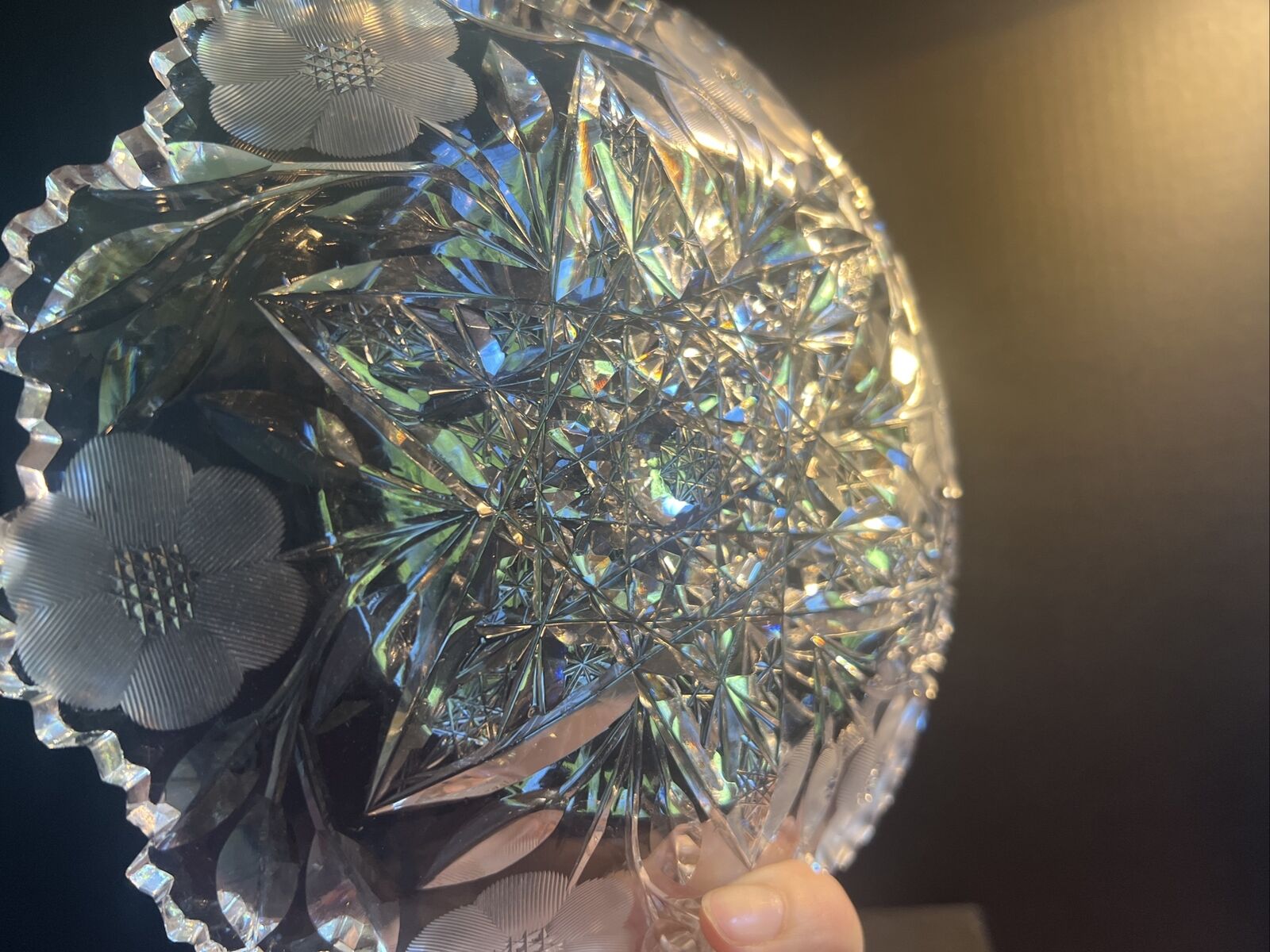 ABP American Glory Period Cut Glass Crystal Antique Candy and Fruit Plate