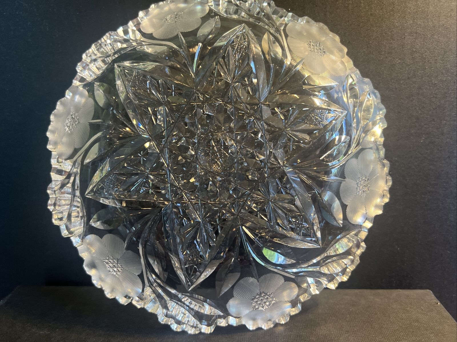 ABP American Glory Period Cut Glass Crystal Antique Candy and Fruit Plate