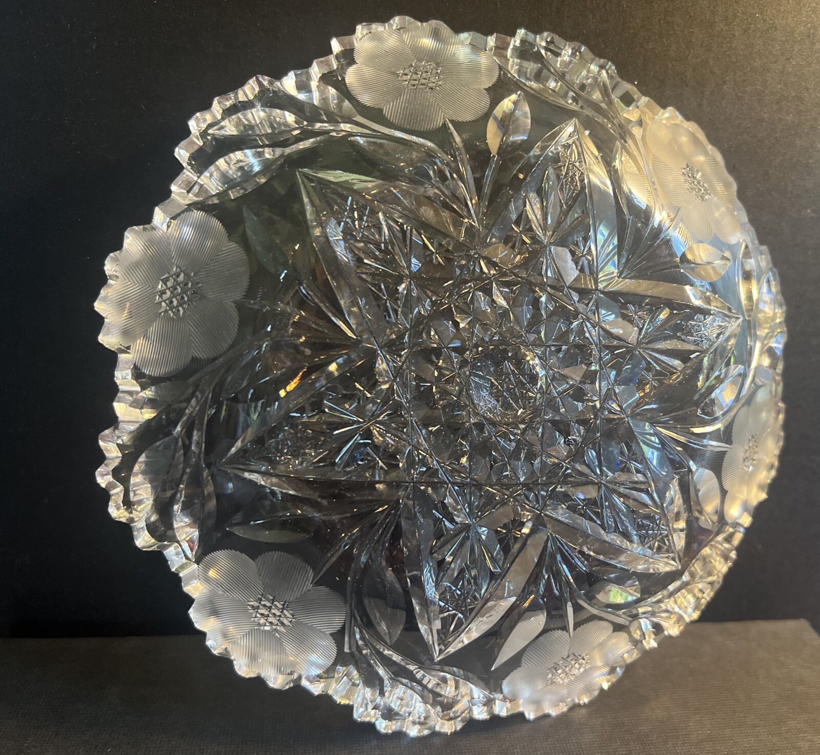 ABP American Glory Period Cut Glass Crystal Antique Candy and Fruit Plate