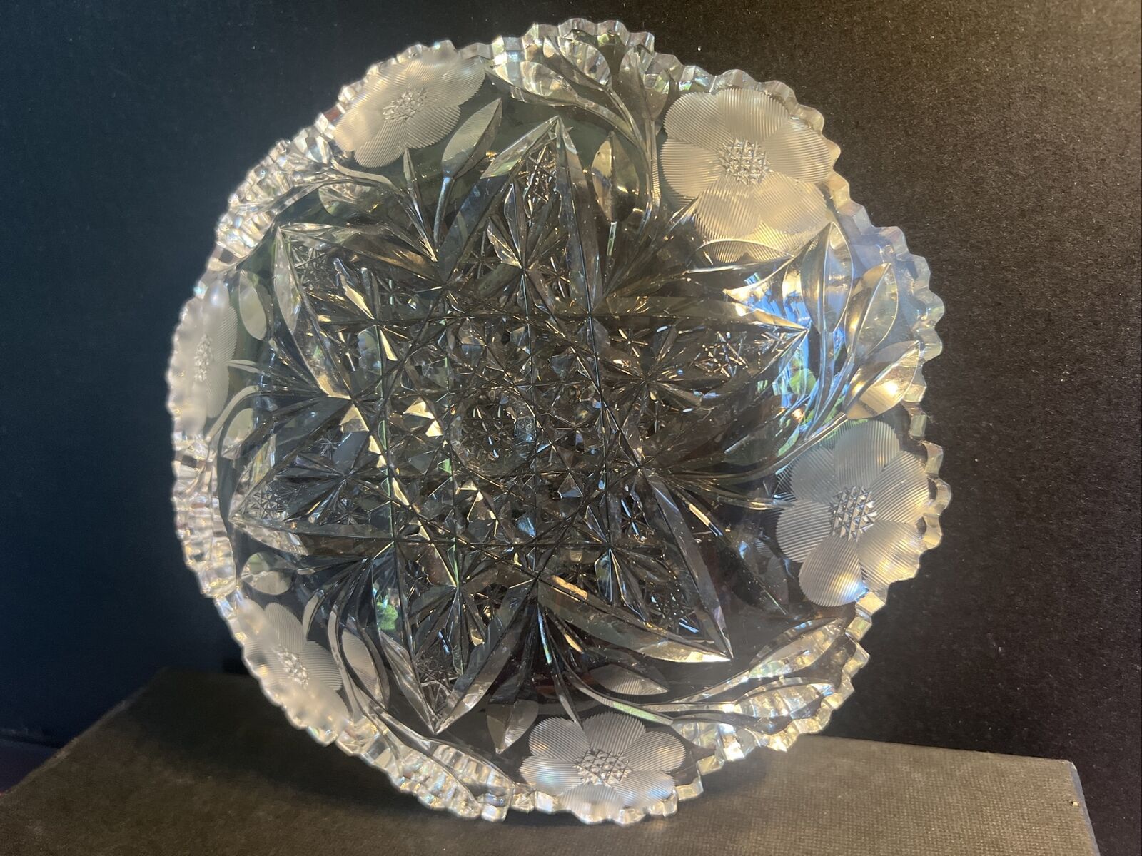 ABP American Glory Period Cut Glass Crystal Antique Candy and Fruit Plate