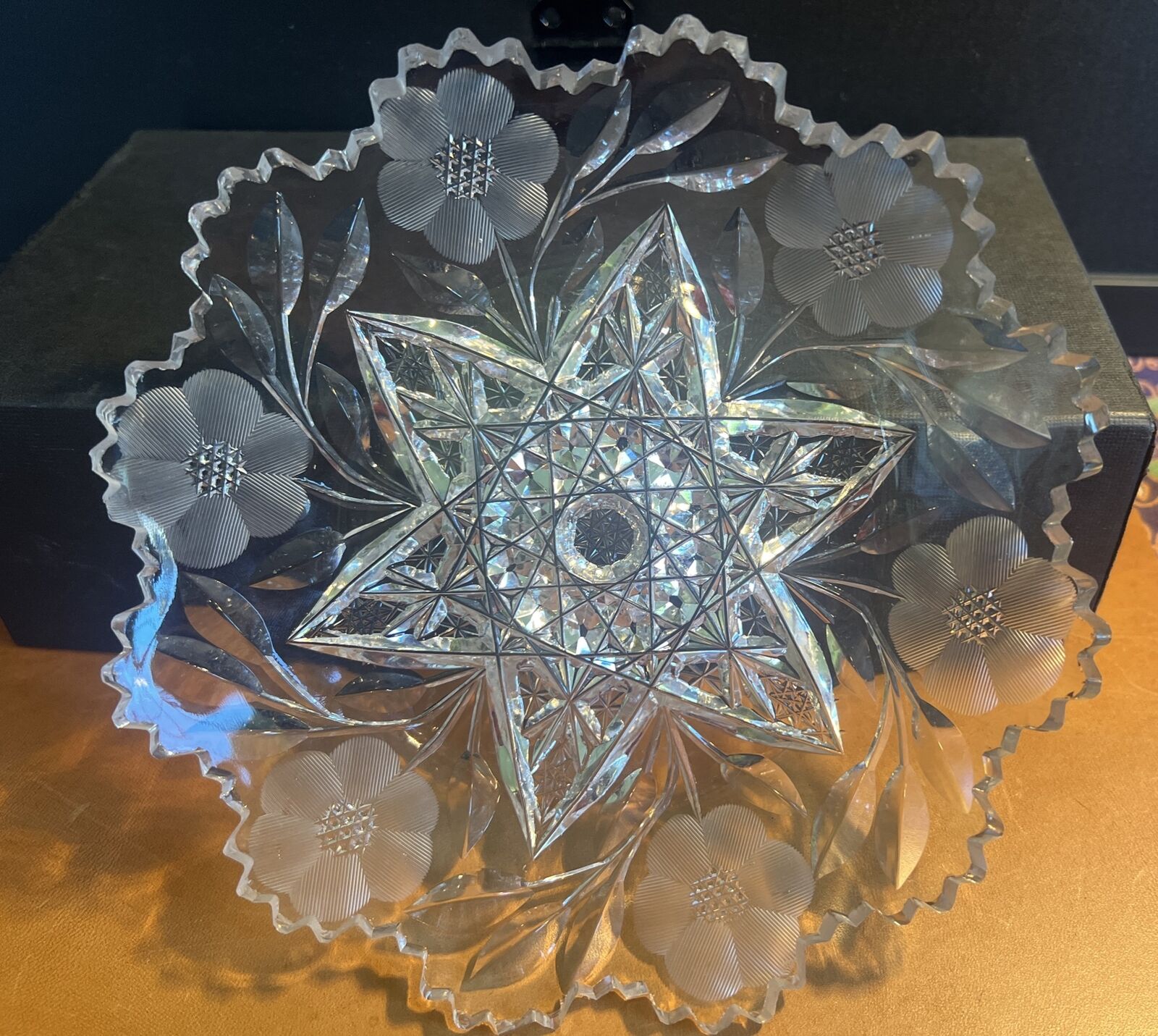 ABP American Glory Period Cut Glass Crystal Antique Candy and Fruit Plate