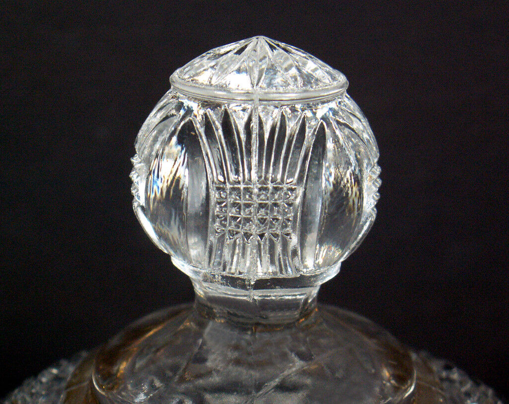 Antique EAPG Clear Crystal Gold Trim Sheaf Of Wheat & Button Star 4pc Table Set