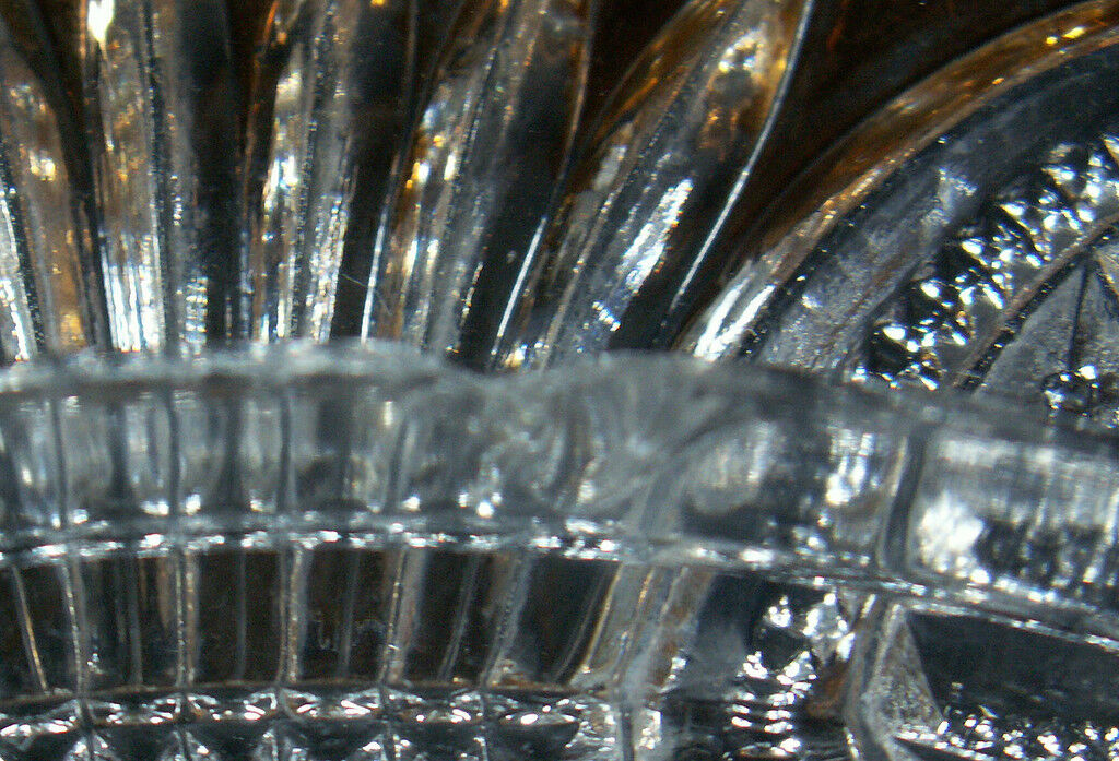 Antique EAPG Clear Crystal Gold Trim Sheaf Of Wheat & Button Star 4pc Table Set