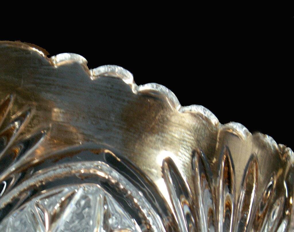 Antique EAPG Clear Crystal Gold Trim Sheaf Of Wheat & Button Star 4pc Table Set