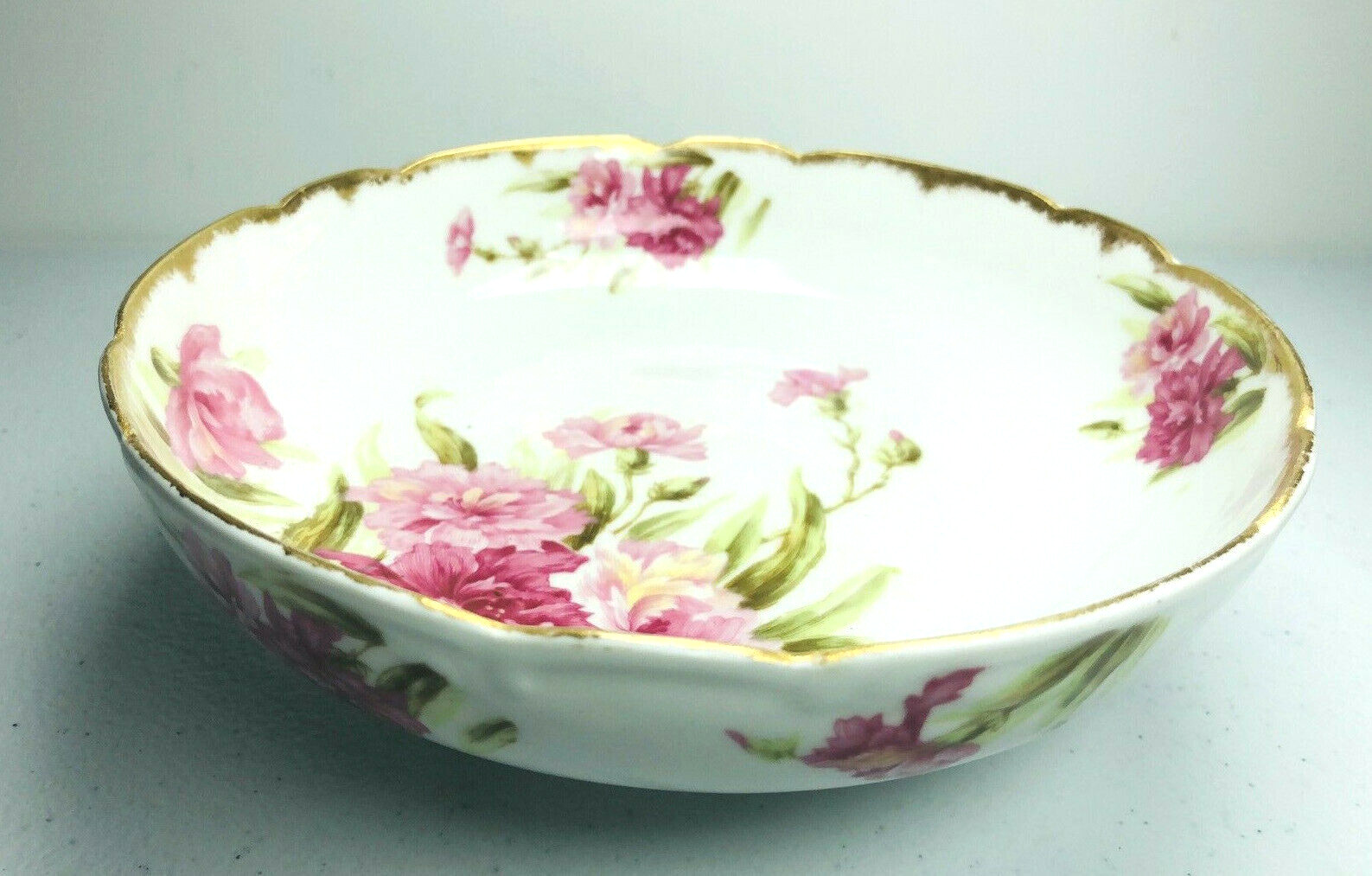 Rawo Dotter Limoges Elite Works Bowl France ANTIQUE Footed Compote Floral 1900