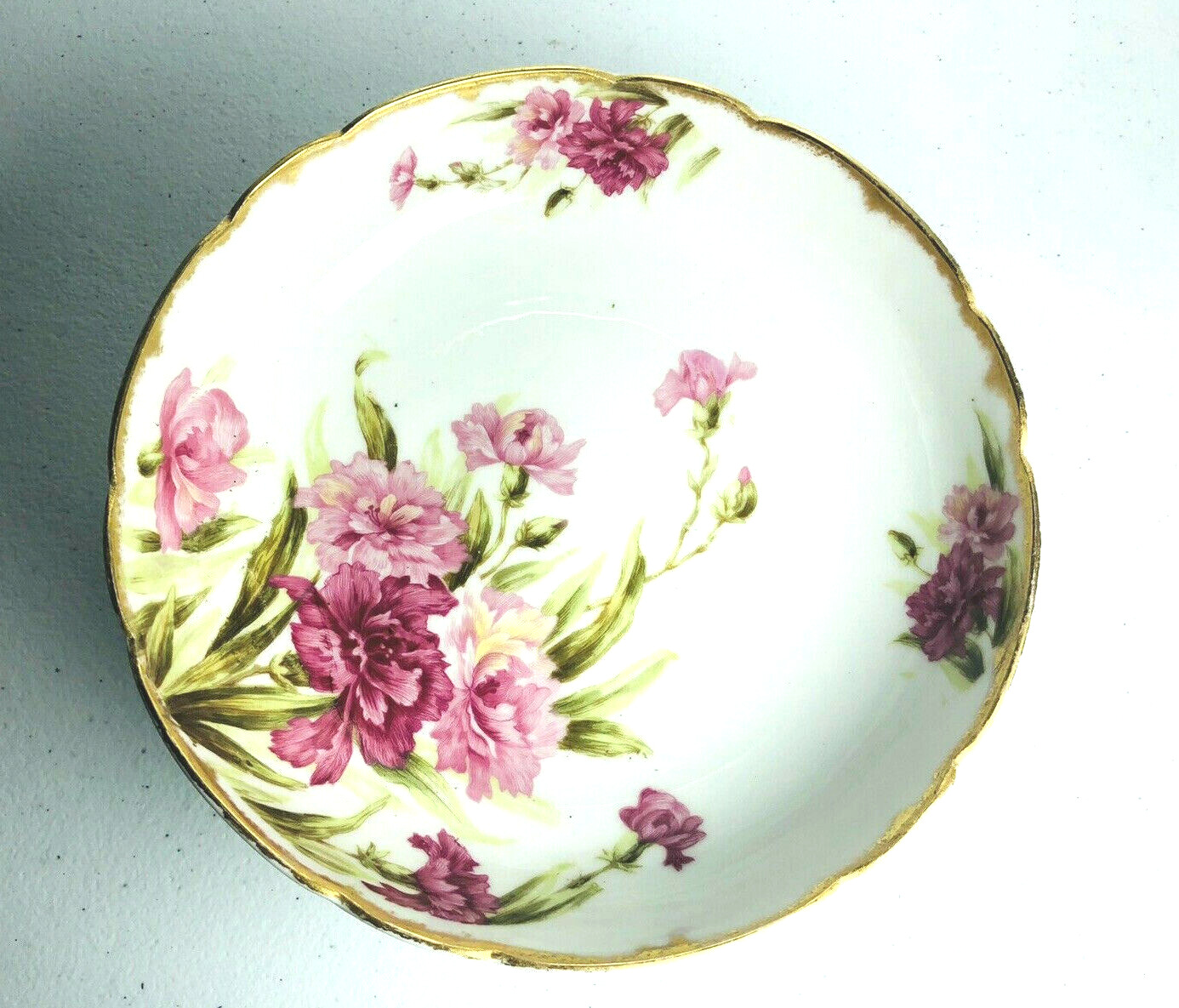 Rawo Dotter Limoges Elite Works Bowl France ANTIQUE Footed Compote Floral 1900