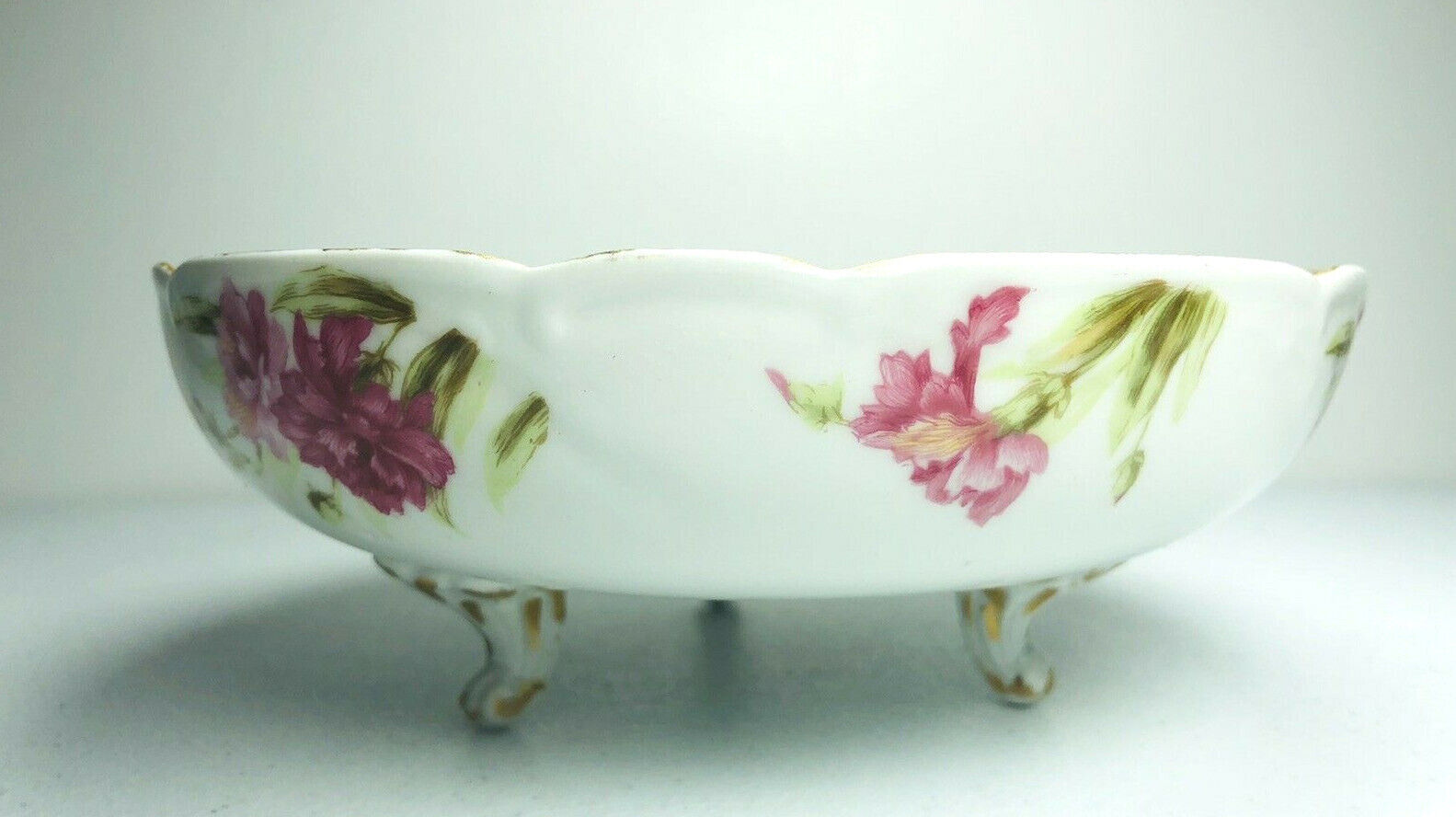 Rawo Dotter Limoges Elite Works Bowl France ANTIQUE Footed Compote Floral 1900