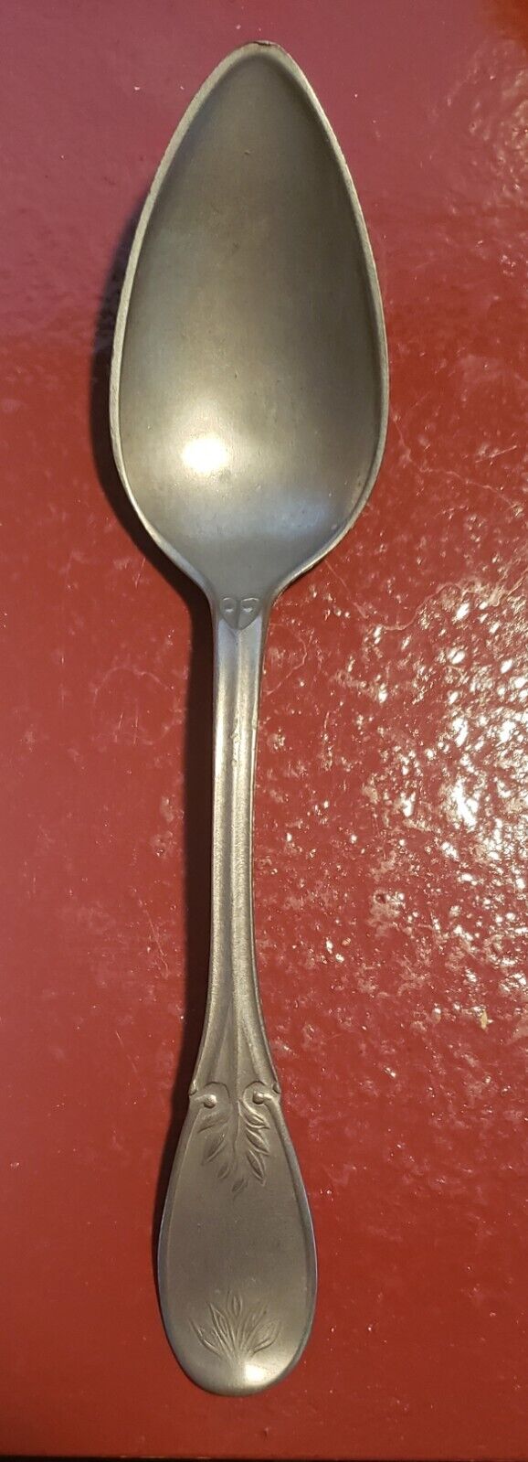 Antique 1800's 19th Century Pewter Soup Spoon 8" Flatware Tableware