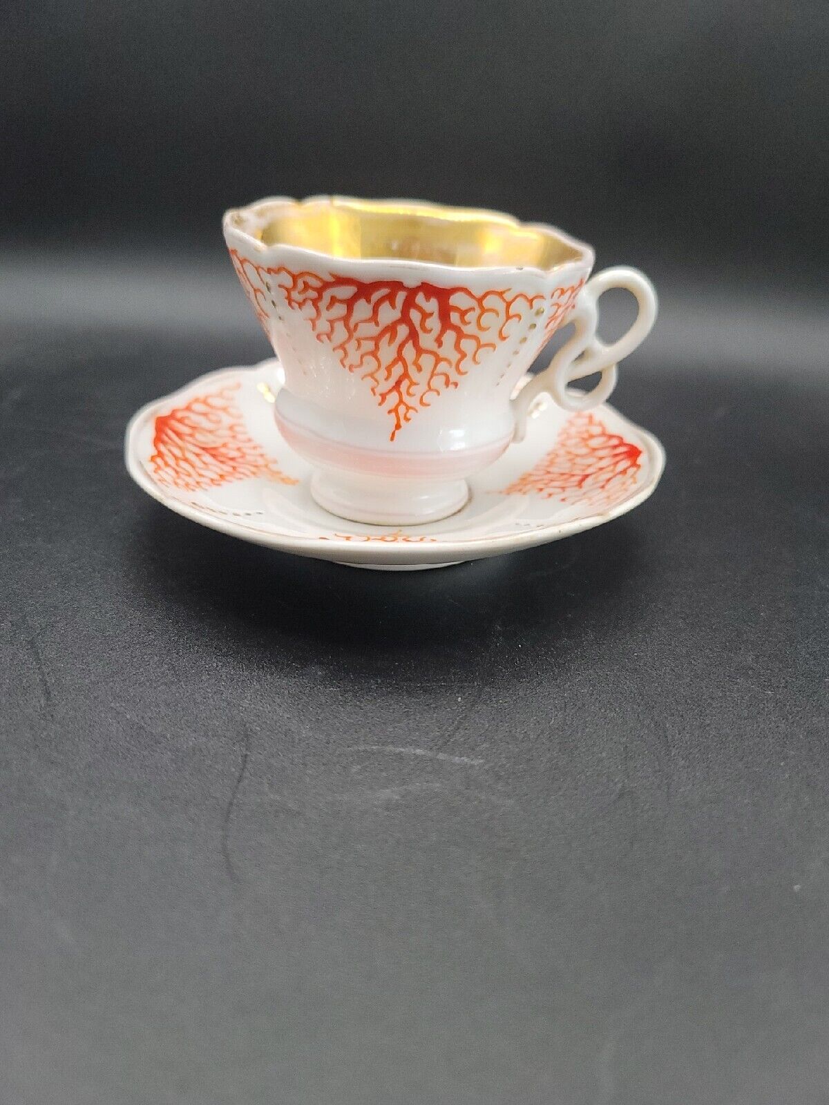 TPM Carl Tietsch Tea Cup Saucer ANTIQUE Mid-1800s Hand Painted