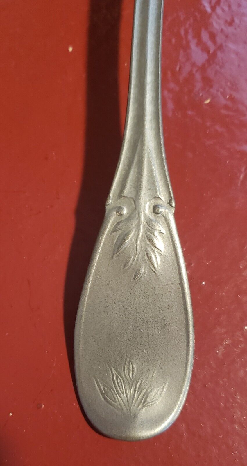 Antique 1800's 19th Century Pewter Soup Spoon 8" Flatware Tableware