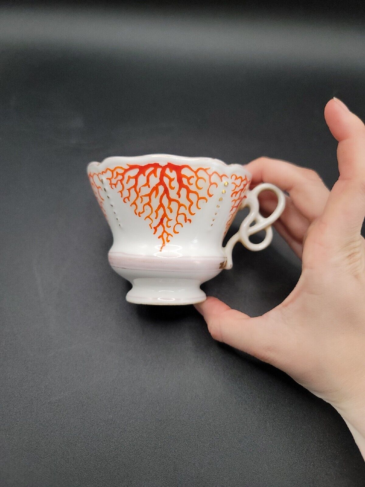 TPM Carl Tietsch Tea Cup Saucer ANTIQUE Mid-1800s Hand Painted