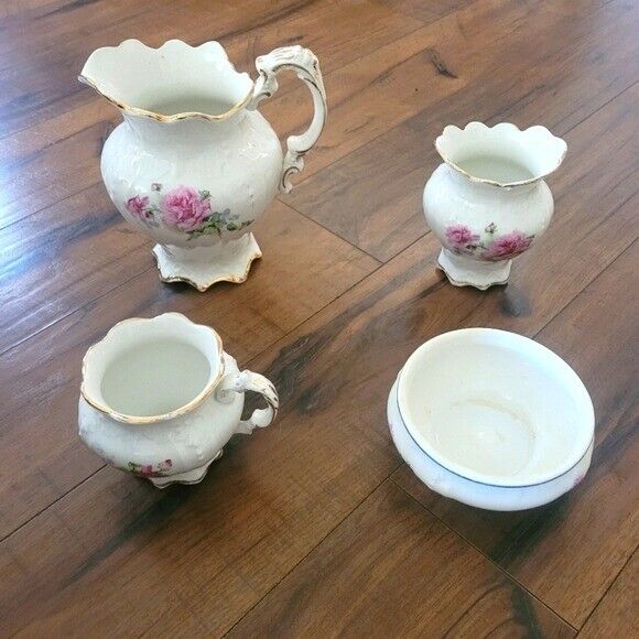 Vintage 1900's Serves Rose Pattern Porcelain Serving Set of 4