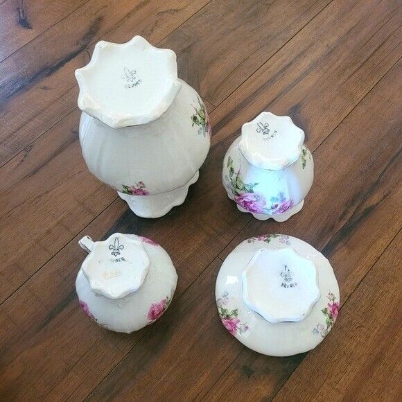Vintage 1900's Serves Rose Pattern Porcelain Serving Set of 4