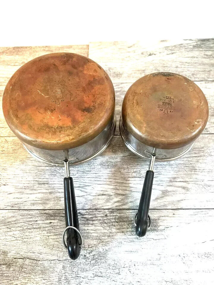 1801 REVERE WARE Copper Bottom Pans *READ*  LOT of 5   NINE PIECES