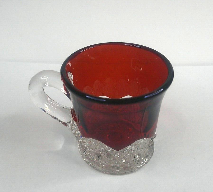 Jefferson Glass Company, Star, Ruby Stain, Child Mug, USA, c 1900's, ExCd