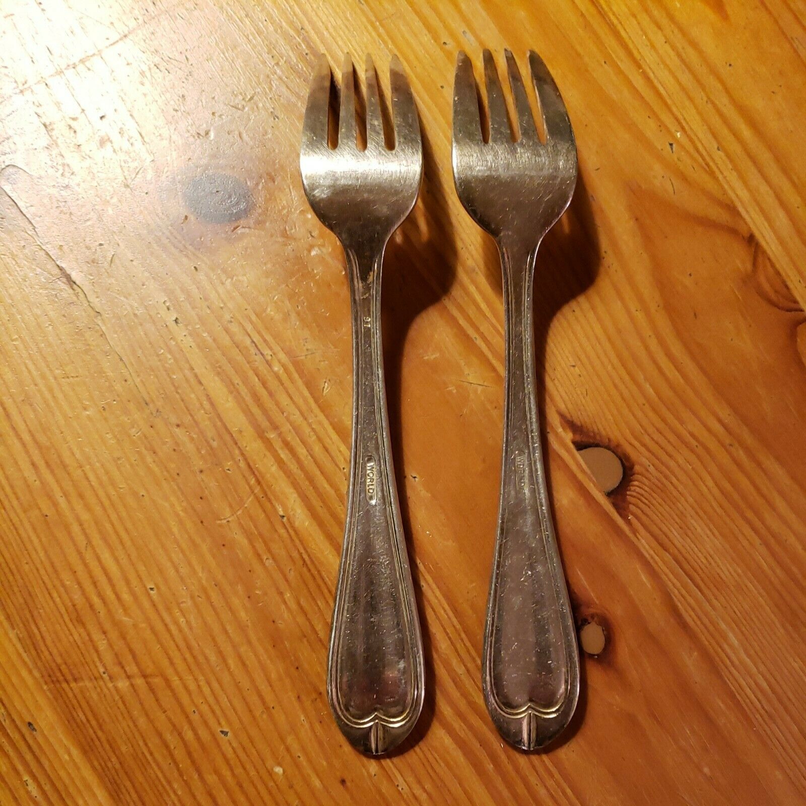 2 Antique Salad Forks By World Tableware Old Standish 1900s