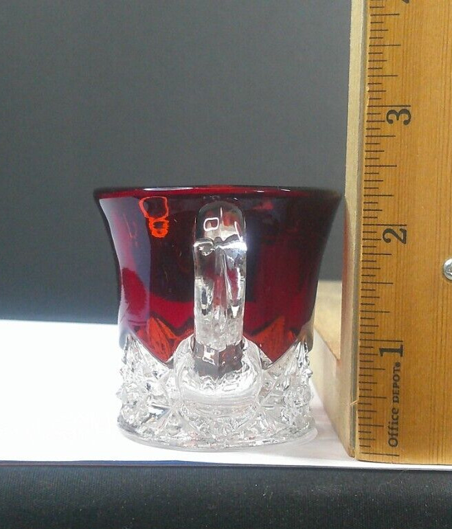 Jefferson Glass Company, Star, Ruby Stain, Child Mug, USA, c 1900's, ExCd