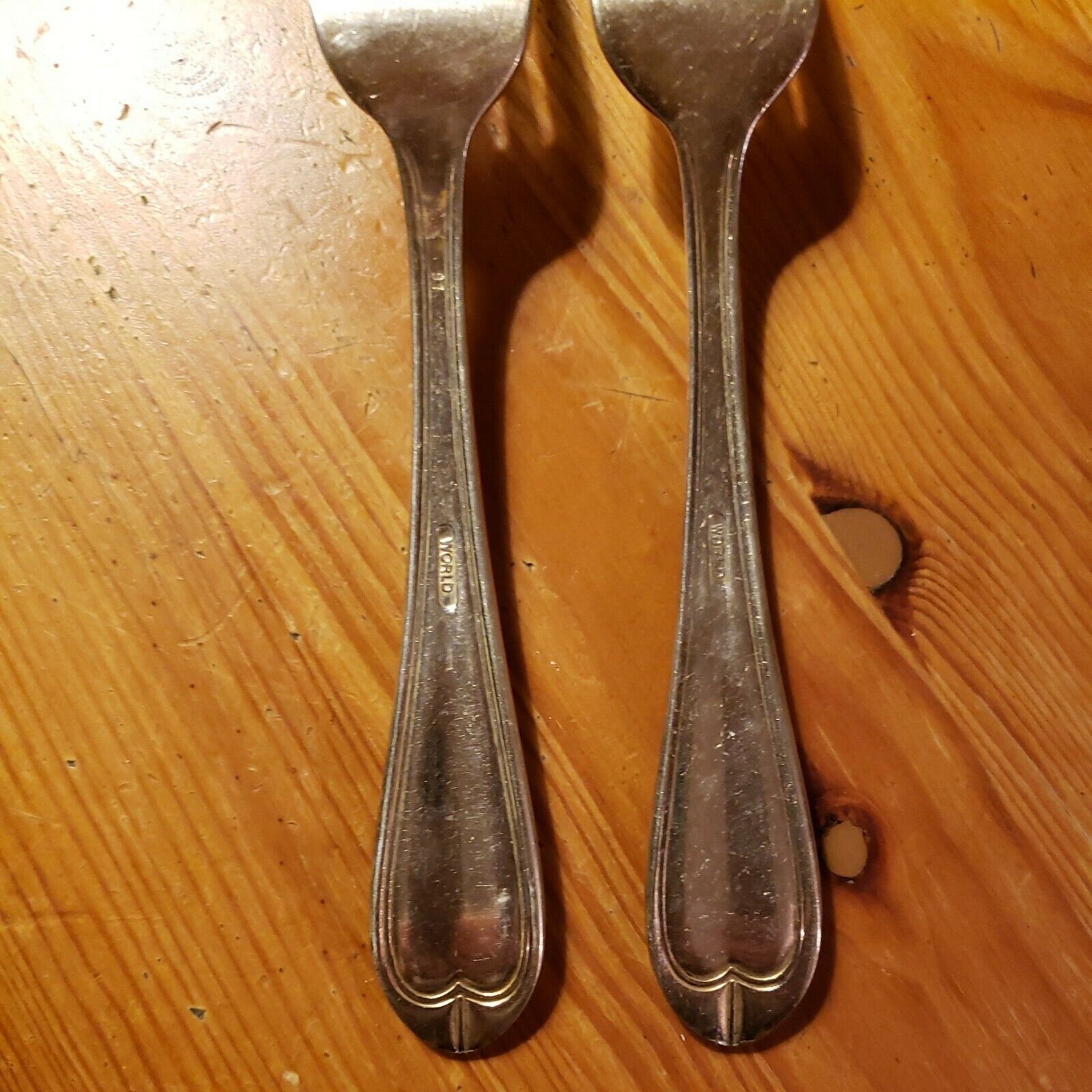 2 Antique Salad Forks By World Tableware Old Standish 1900s