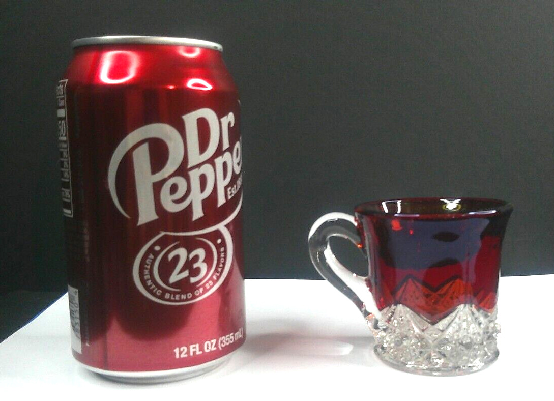 Jefferson Glass Company, Star, Ruby Stain, Child Mug, USA, c 1900's, ExCd