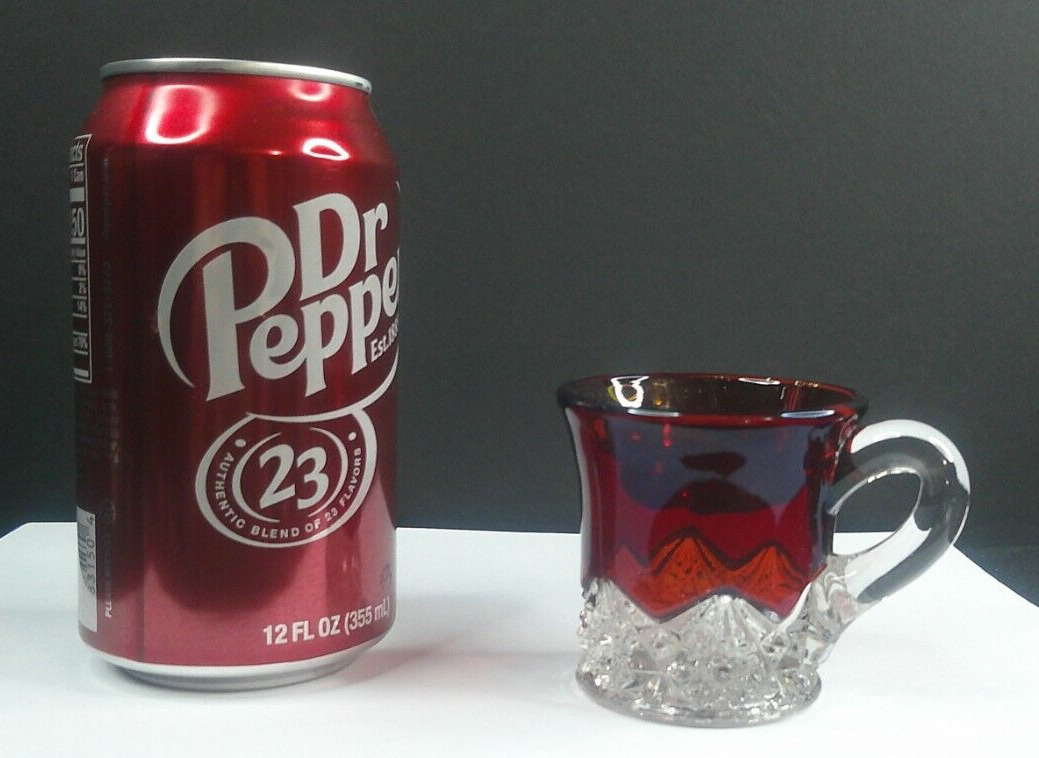 Jefferson Glass Company, Star, Ruby Stain, Child Mug, USA, c 1900's, ExCd