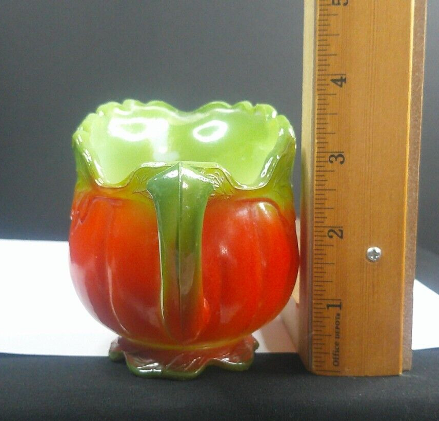 Milk Glass, Tomato Shape, Creamer, EAPG, USA, c 1900's, Multi-Color