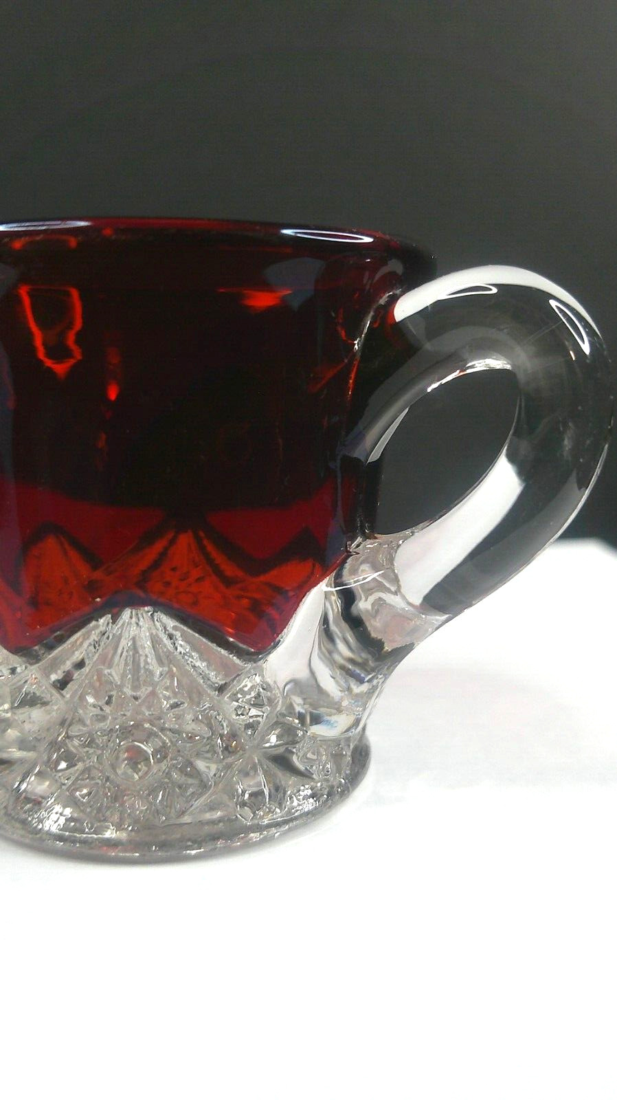 Jefferson Glass Company, Star, Ruby Stain, Child Mug, USA, c 1900's, ExCd