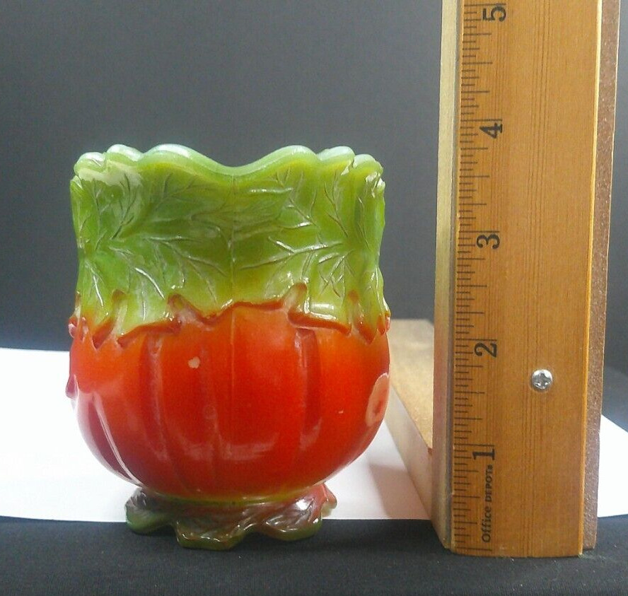 Milk Glass, Tomato Shape, Creamer, EAPG, USA, c 1900's, Multi-Color