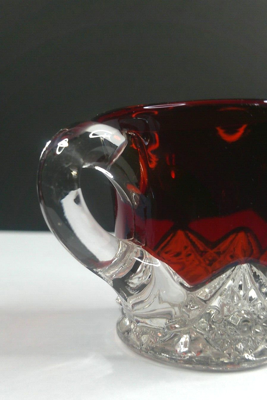 Jefferson Glass Company, Star, Ruby Stain, Child Mug, USA, c 1900's, ExCd