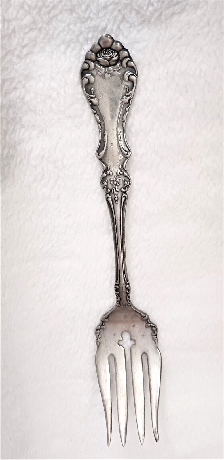 Paragon Tableware Rose Pattern Serving Meat Fork Triple Plate Silver 1900s