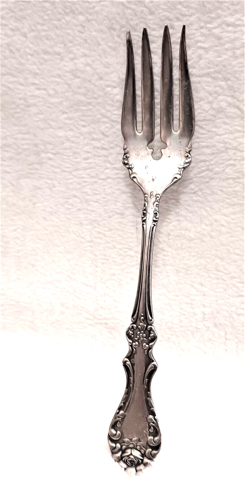 Paragon Tableware Rose Pattern Serving Meat Fork Triple Plate Silver 1900s