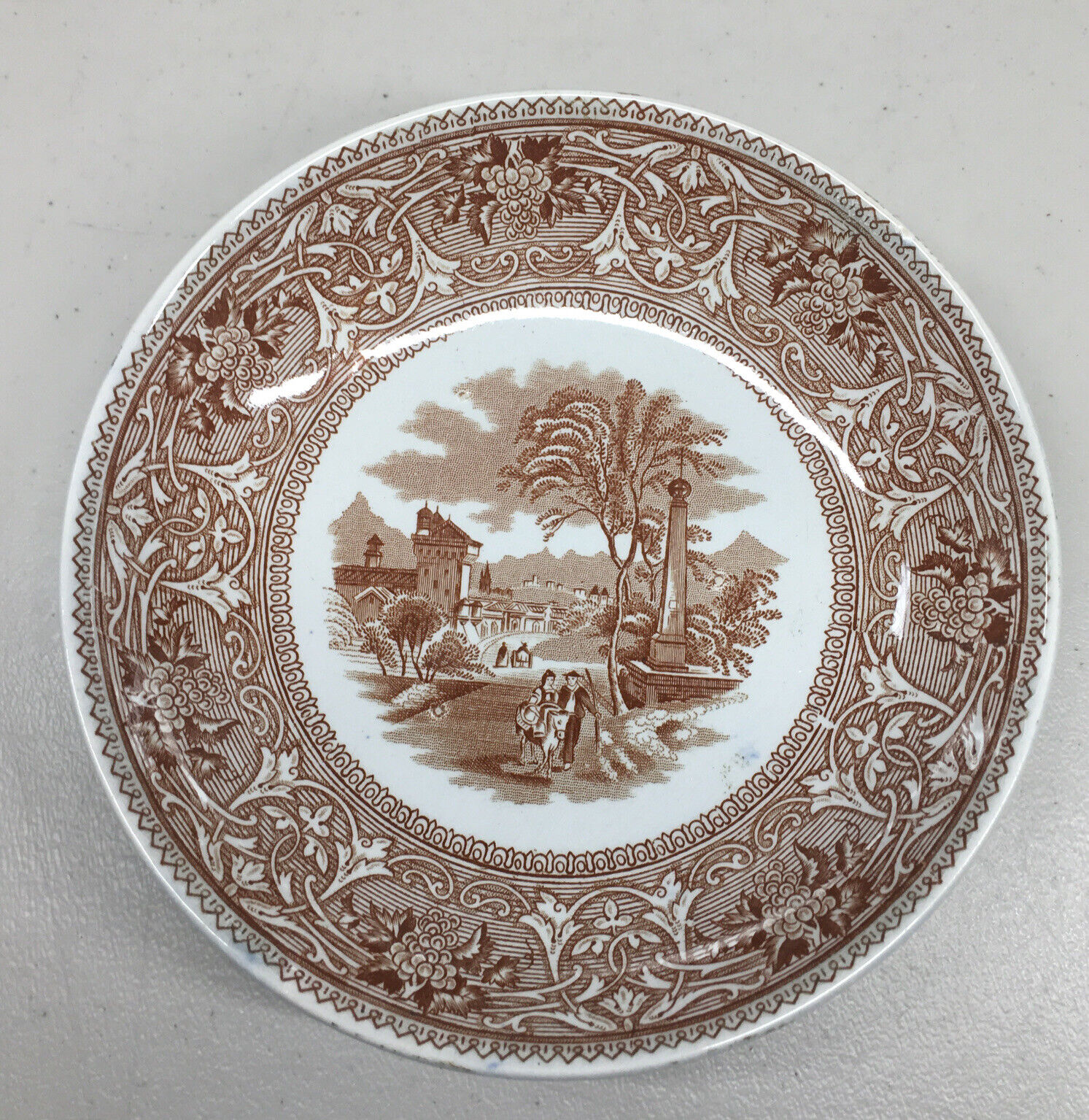 Late 1800’s Ironstone Transferware Edge Malkin & Co. Oxen Scene 6” Desert Bowl