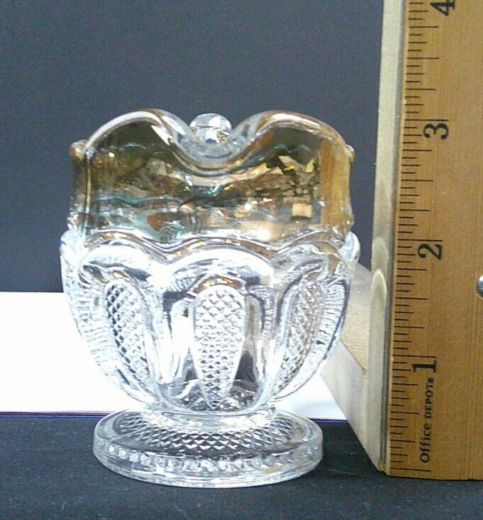 Texas, # 15067, US Glass Co, Gold & Clear, Small, Creamer, USA, C 1900, EAPG