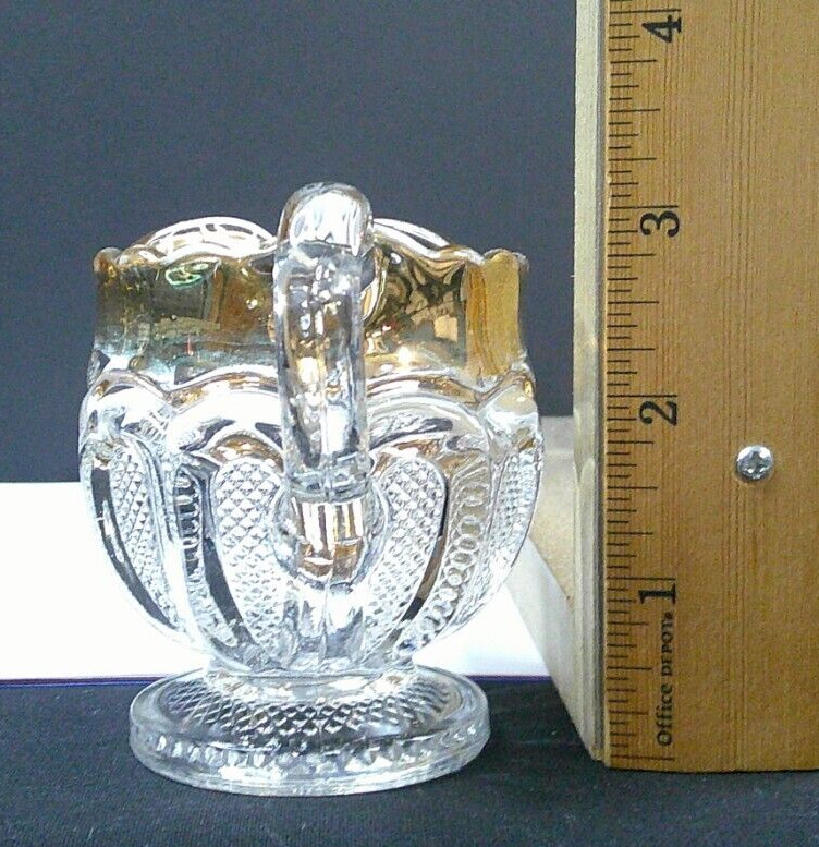 Texas, # 15067, US Glass Co, Gold & Clear, Small, Creamer, USA, C 1900, EAPG