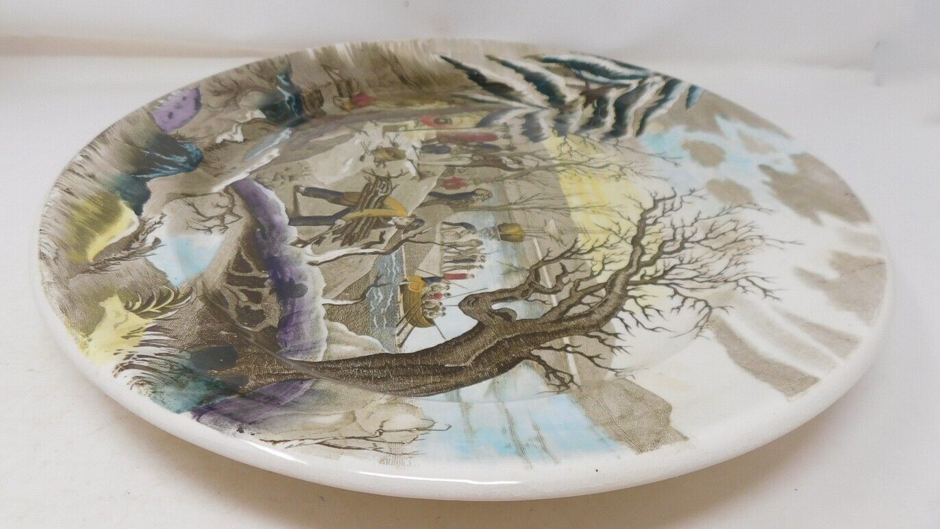 Huge 19.25" Platter A. J. Wilkinson "Landing of the Pilgrims" 1900s Hand Painted