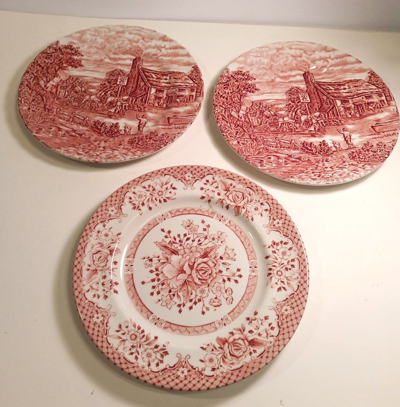 Wood & Sons Fine Tableware England Red Luncheon Salad Plates 8" Lot of Three