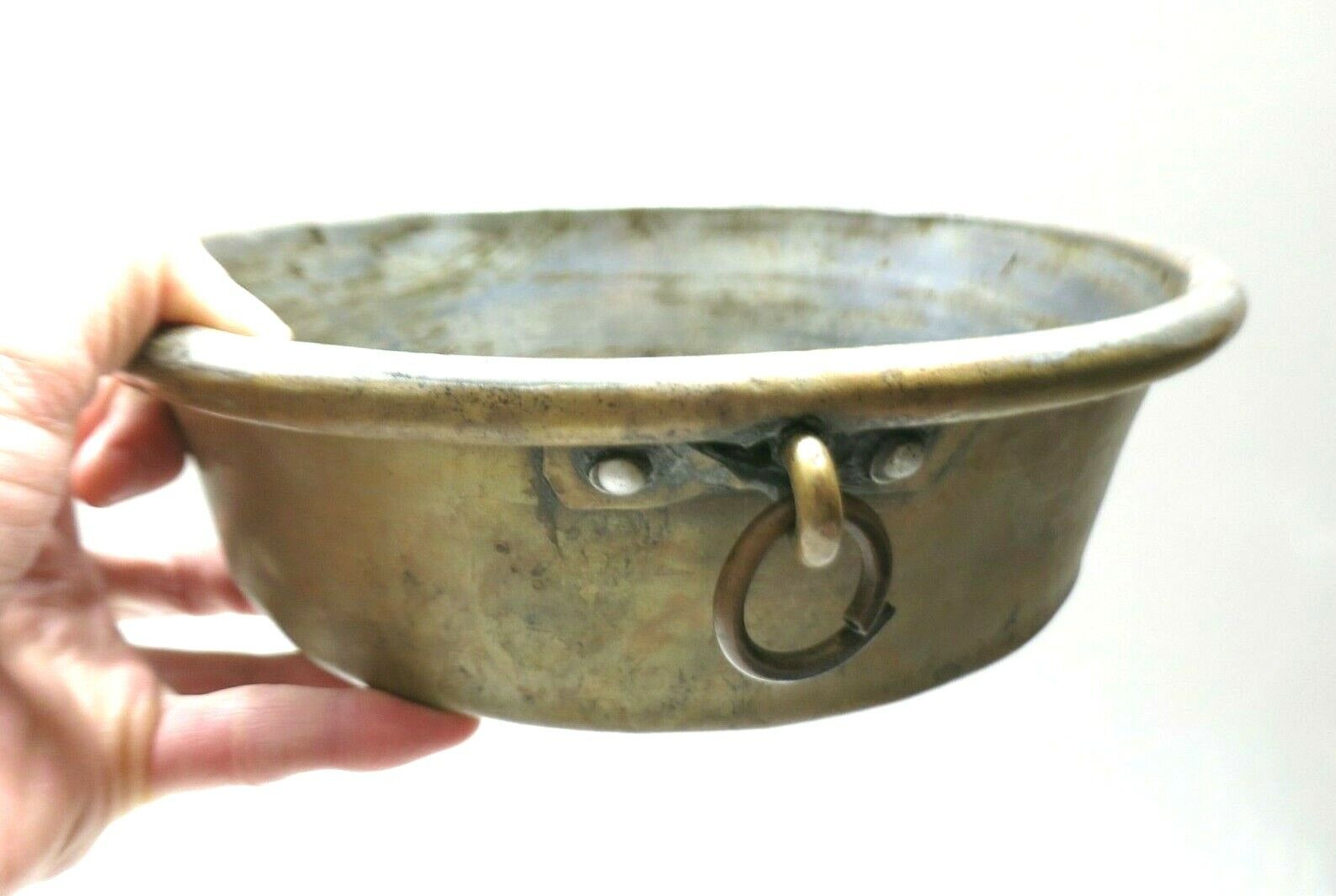 Ancient Metal Primitive Cooking Vessel Brass Fire Pot 1800s [Heavy Metal]