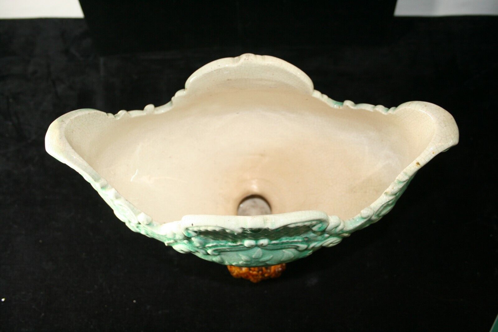 ANTIQUE Victorian 1800's  MAJOLICA Center Table Compote on Pedestal 
