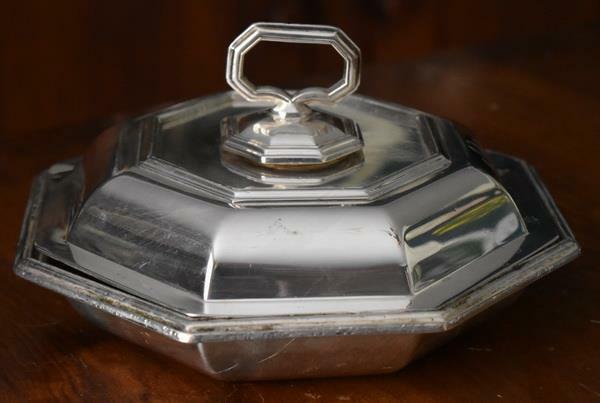 RARE PAIR LATE 1700'S SCOTTISH SILVER PLATE GRADATIM CRESCENT CREST COV DISH PR