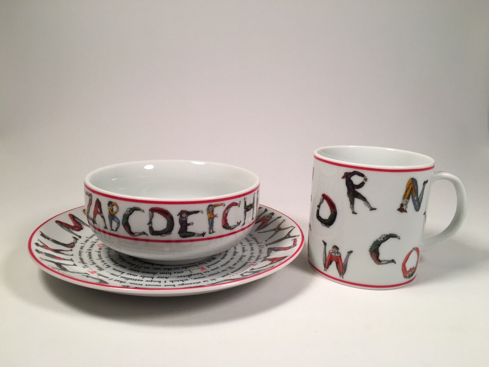 Williamsburg Hotch-Potch Alphabet Porcelain Plate Bowl Cup Child Set Boxed NEW