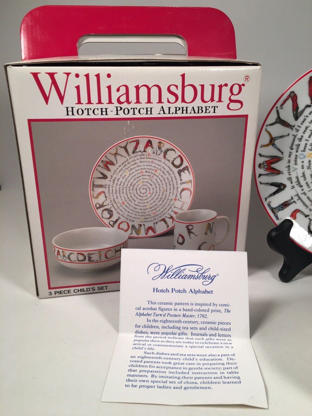 Williamsburg Hotch-Potch Alphabet Porcelain Plate Bowl Cup Child Set Boxed NEW