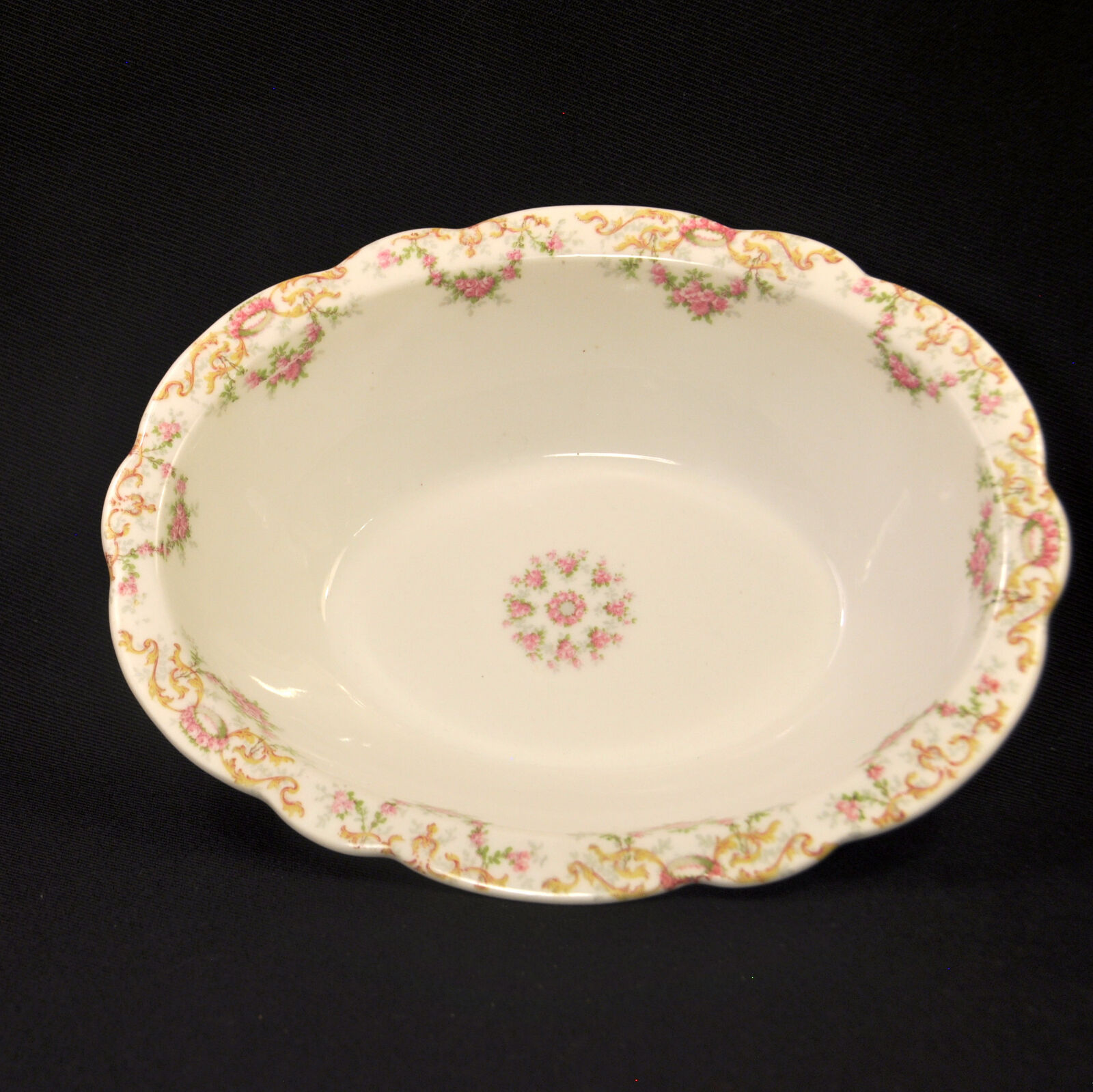 Limoges T&V 2 Oval 9" X 7" Vegetable Serving Bowls Pink Roses & Leaves 1900-1907