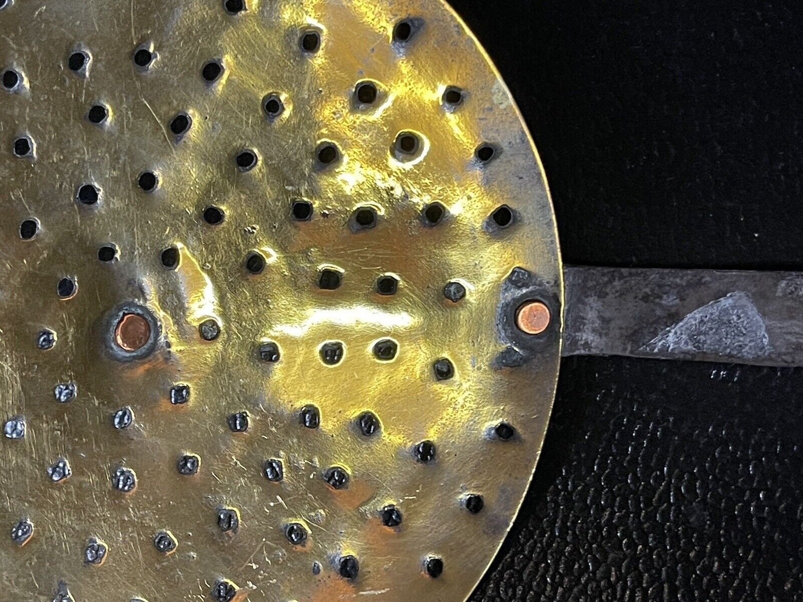 Strainer Skimmer Vintage English Brass Kitchen Antique Tool 1800’s 20” Long Rare